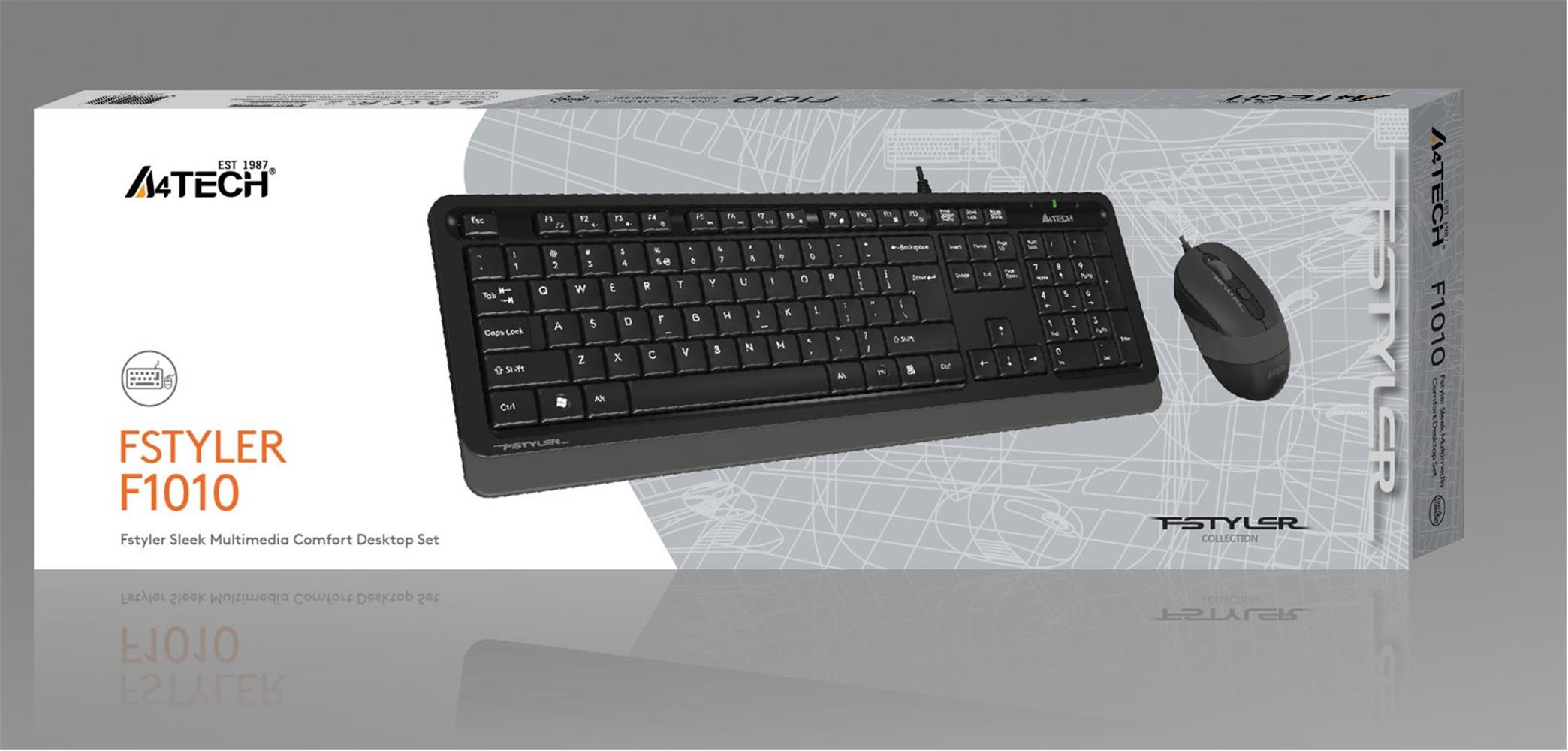 A4 Tech Q TR Usb Multimedia Kablolu Klavye Mouse Seti Gri