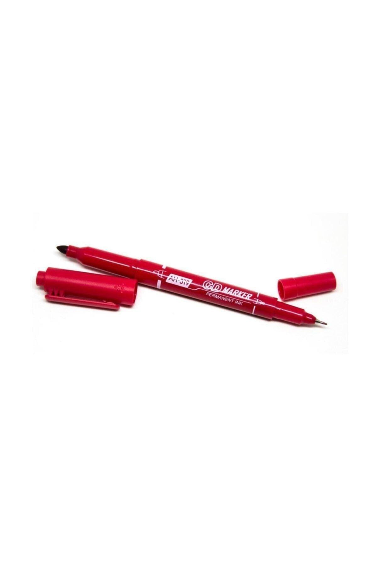 Aihao AH-319 Permanent Çift Taraflı CD Kalemi Kırmızı x 12 Li Paket