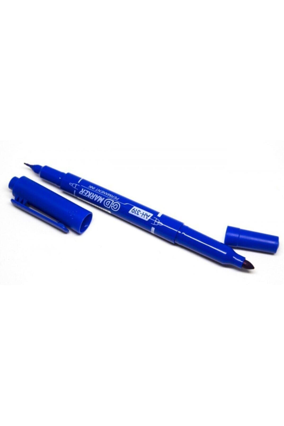 Aihao AH-319 Çift Taraflı Permanent CD Kalemi Mavi x 12 Li Paket