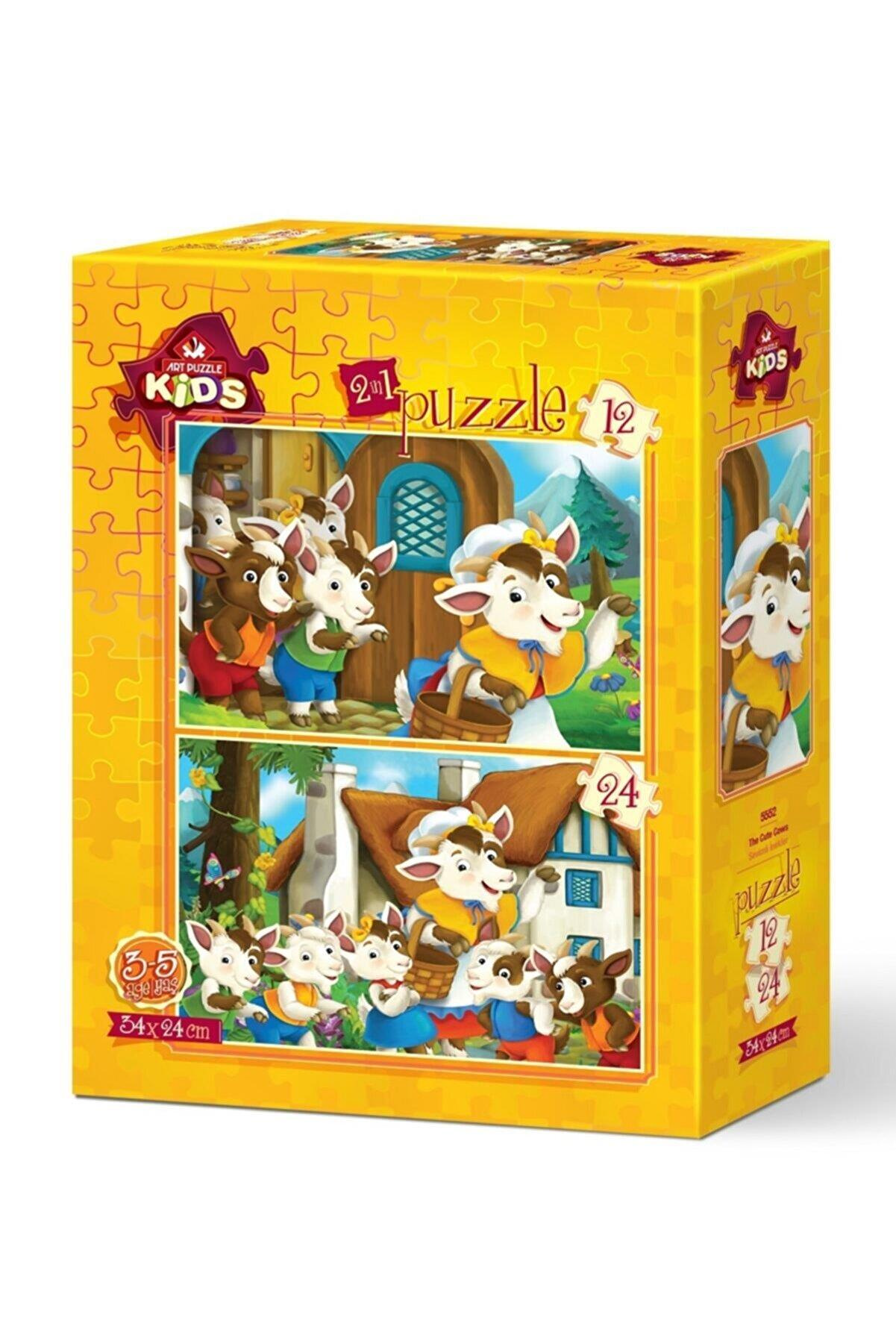 Art Çocuk Puzzle Sevimli Inekler 12+24 Parça Puzzle