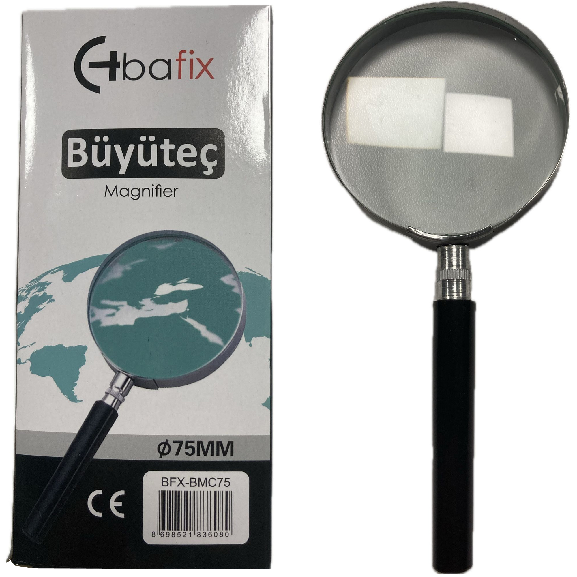 Bafix Büyüteç Cam Metal Çerçeveli 75 MM Büyüteç