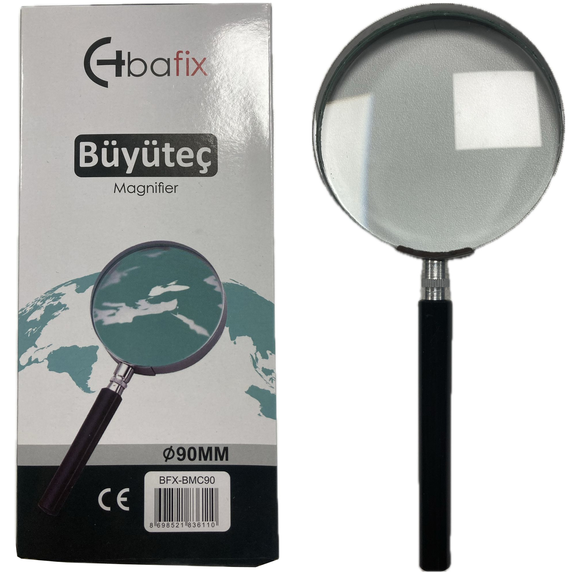 Bafix Büyüteç Cam Metal Çerçeveli 90 MM Büyüteç