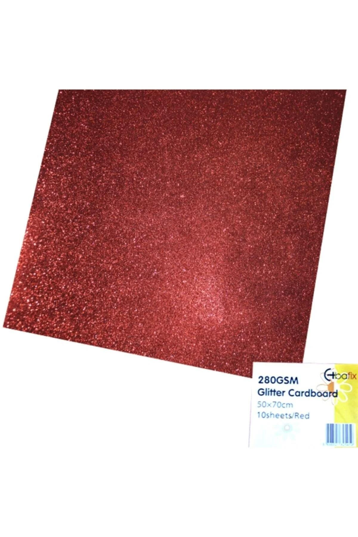 Bafix Simli Karton 50x70 CM Kırmızı Simli Karton (10 Lu Paket)