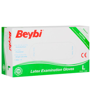Beybi Lateks Pudralı (L) Large Beden Muayene Eldiven 100 Lü Paket