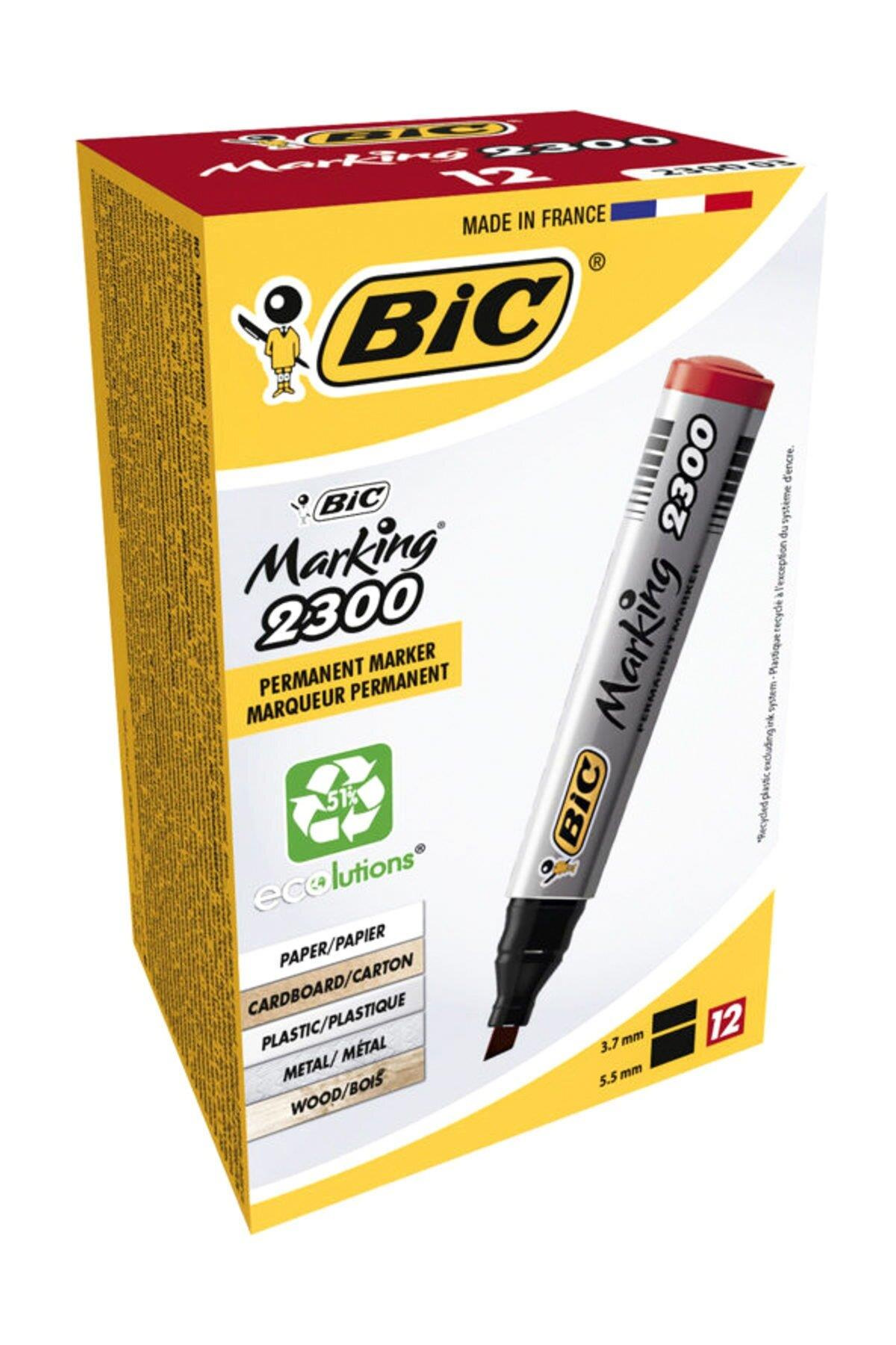 Bic Markör Permanent Kesik Uçlu Kırmızı (12 Li Paket)