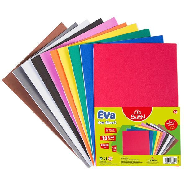 Bu-Bu Eva Yapışkanlı 20x30 CM 2 mm 10 Renk Yapışkanlı Eva