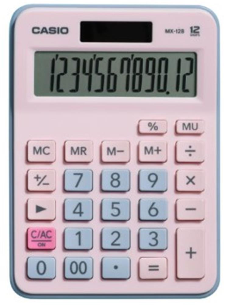 Casio Açık Pembe+Açık Mavi 12 Hane Masa Üstü Hesap Makinesi