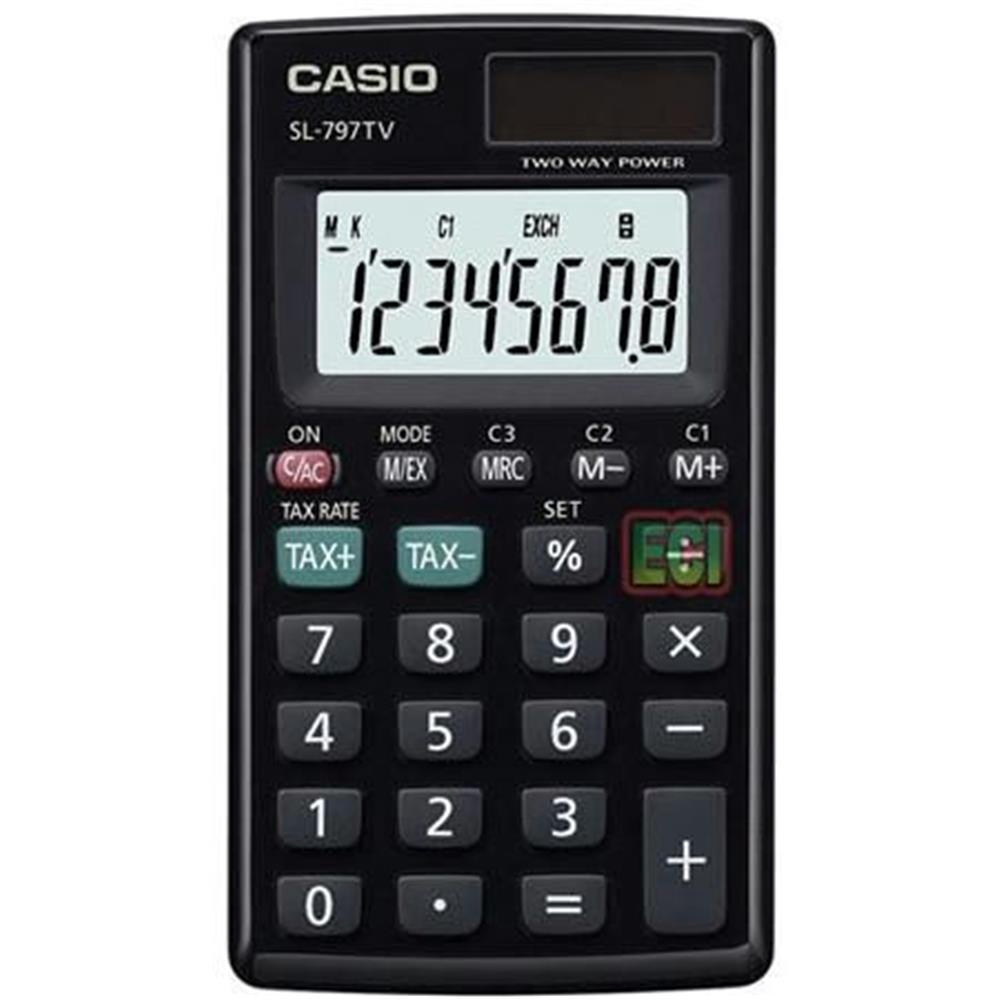 Casio 8 Hane Siyah Cep Tipi Hesap Makinesi
