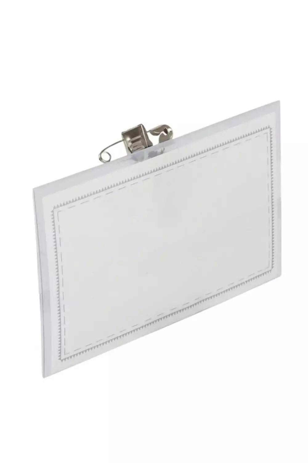 Cassa Klipsli İğneli Yaka Kartı 90 x 56 MM Şeffaf (50 Li Paket)