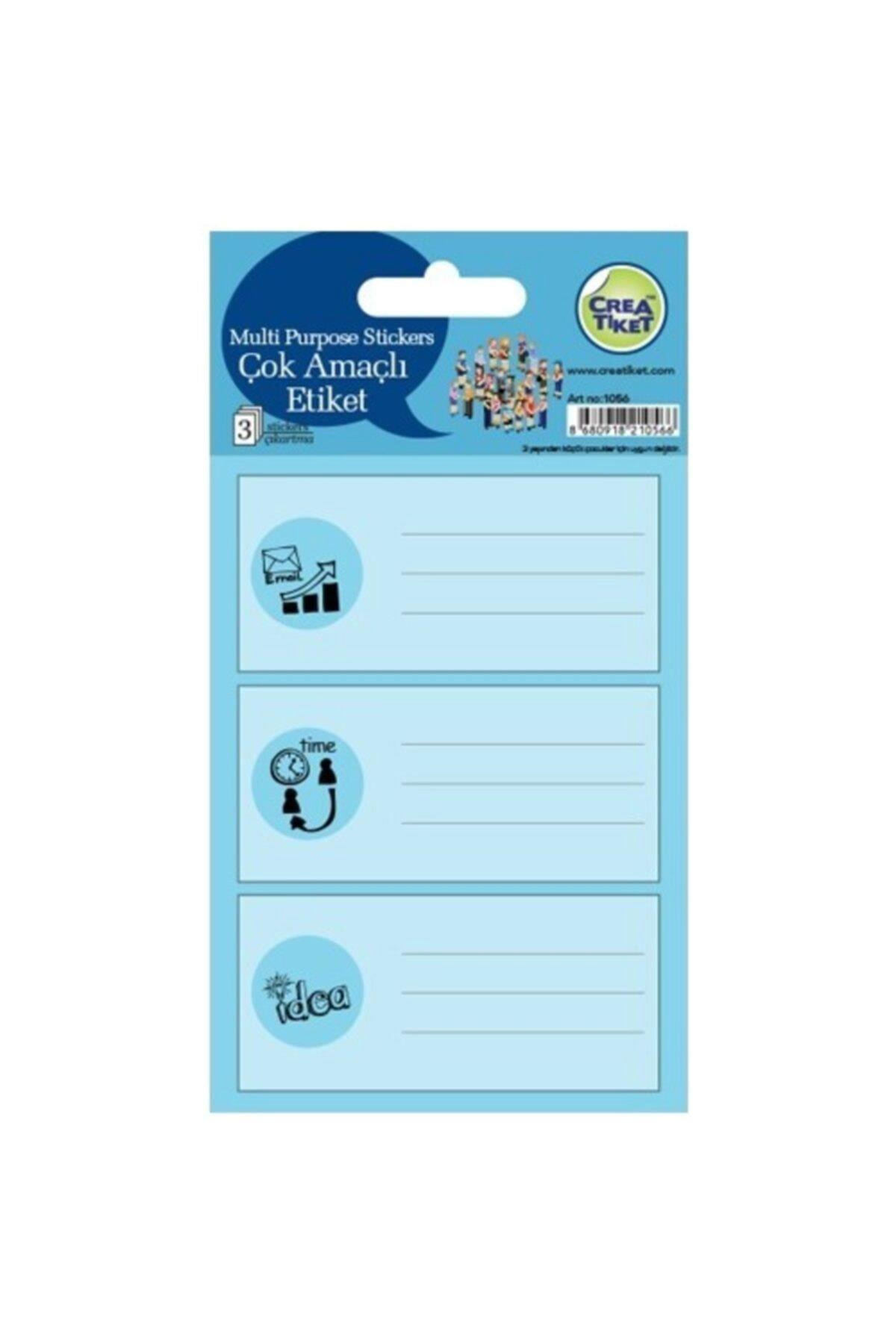 CREA Tiket Çok Amaçlı Etiket Mavi 3 Lü (12 Li Paket)