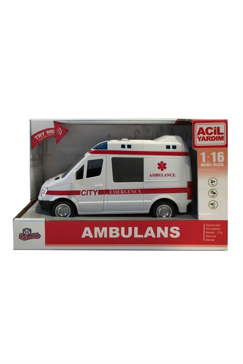 Ctoy Işıklı Ve Sesli Sürtmeli Polis Ve Ambulans Minibüs 1:16 (Karışık Model 1 Adet)