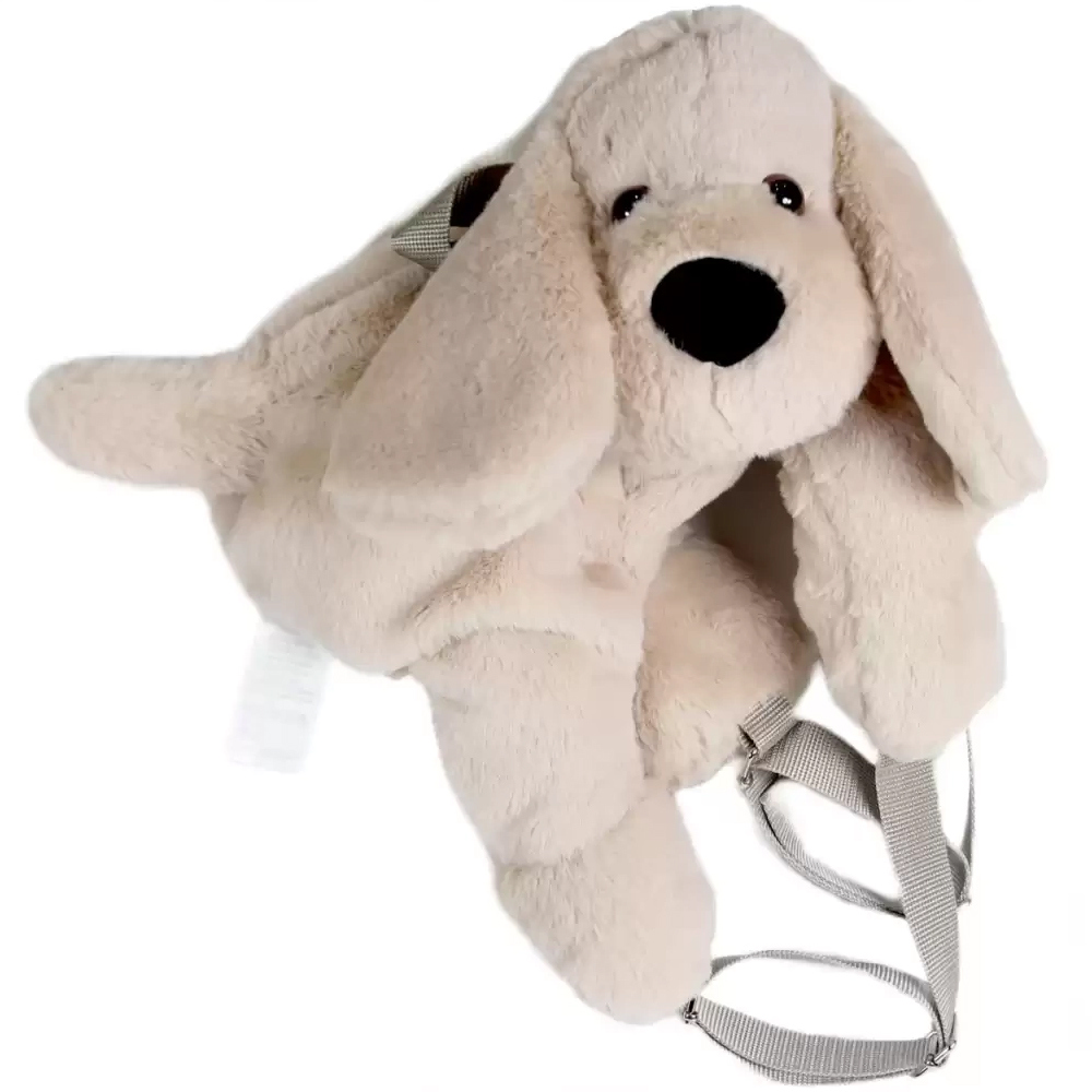 Dada Peluş Çanta Köpek Krem 45 Cm Fermuarlı Peluş Köpek Çanta