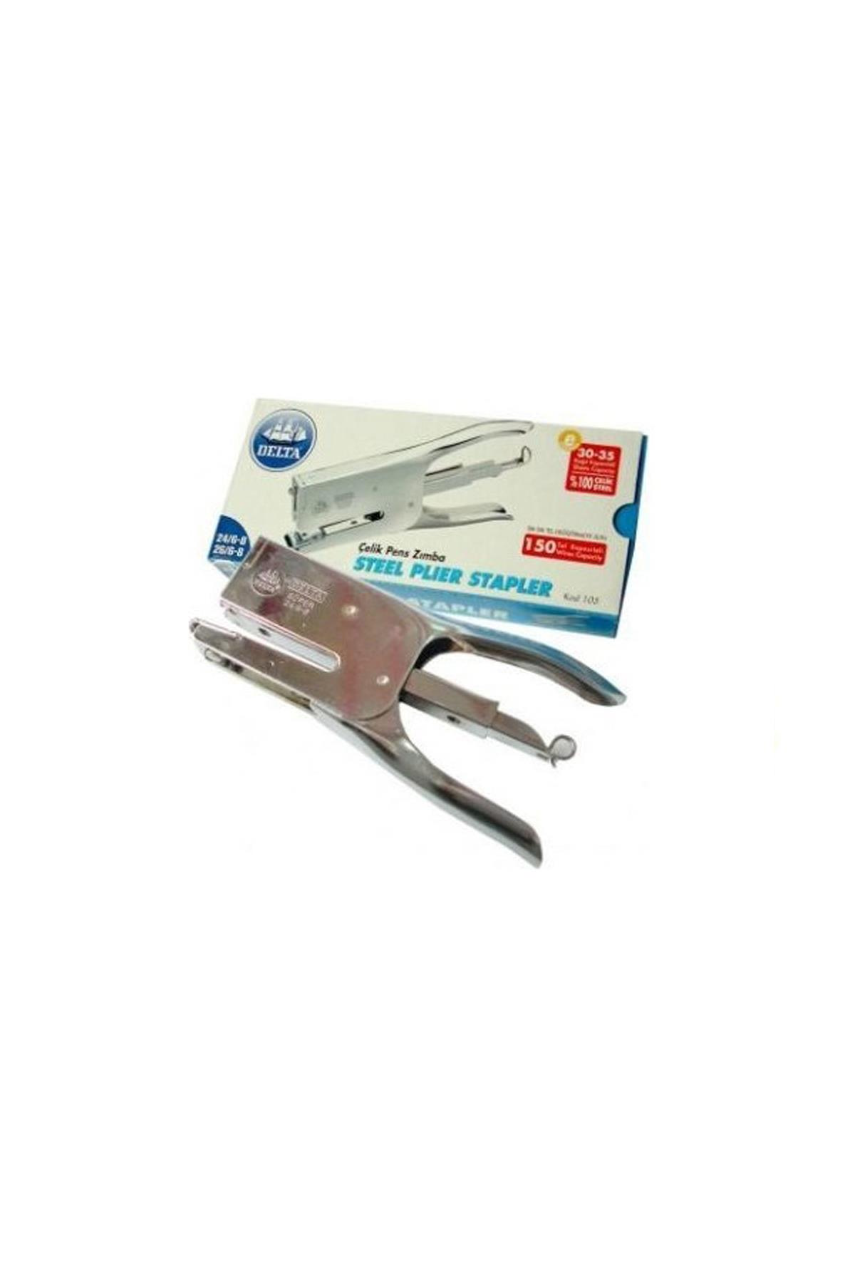 Delta Pens Tipi Zımba Makinası 30-35 Sayfa 24/6-8 Krom Zımba Makinesi