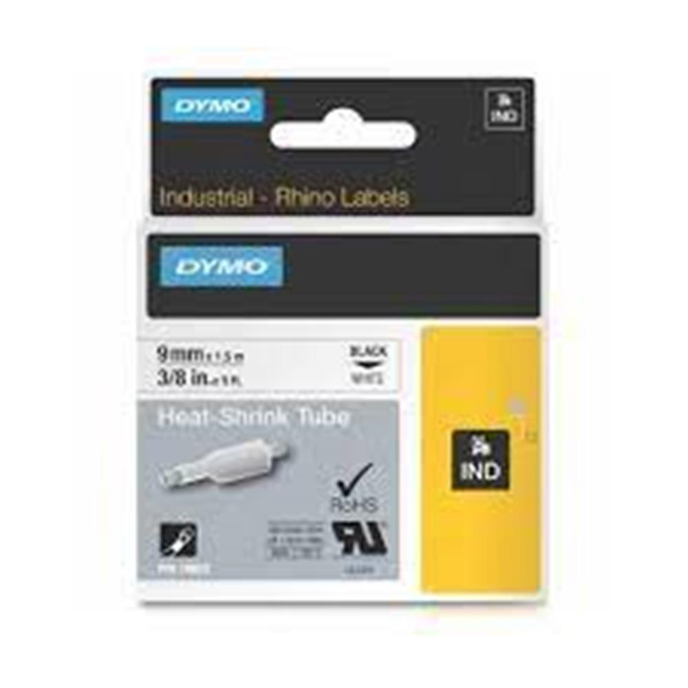 DYMO 18053 Rhino PRO Isıyla Küçülen Şerit 9mmx1,5m Beyaz-Siyah
