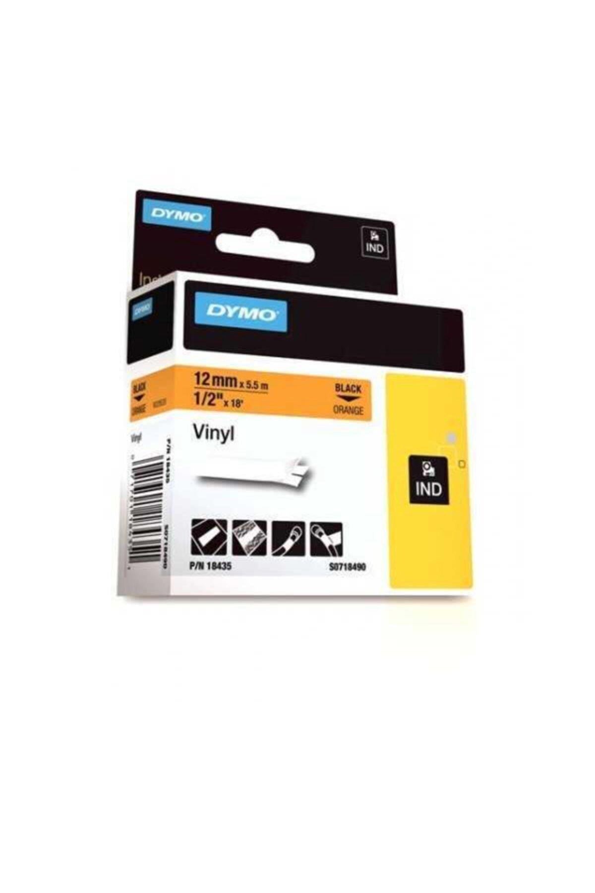 Dymo 18435 Rhino Pro Renkli Vinil Etiket 12mm x 5.5mt Turuncu Üzerine Siyah