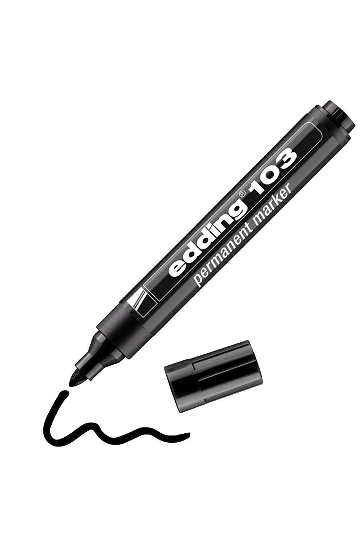 Eddıng Permanent Markör Siyah Kalıcı işaretleyici Marker Kalem Metal Plastik Cam (10 Lu Paket)
