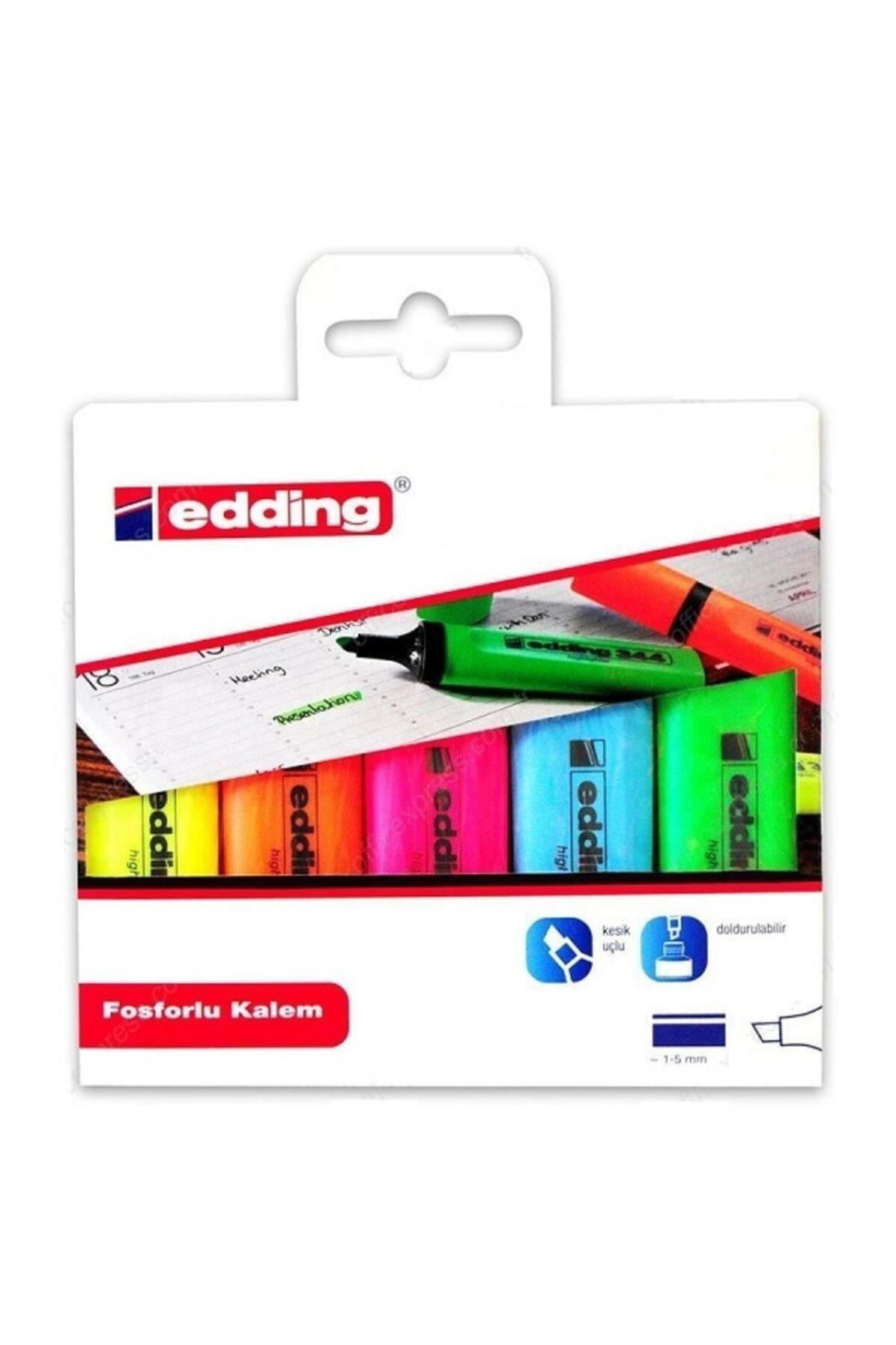 Edding Fosforlu Kalem Karışık Renk 5 Lİ 344 (40 Paket)
