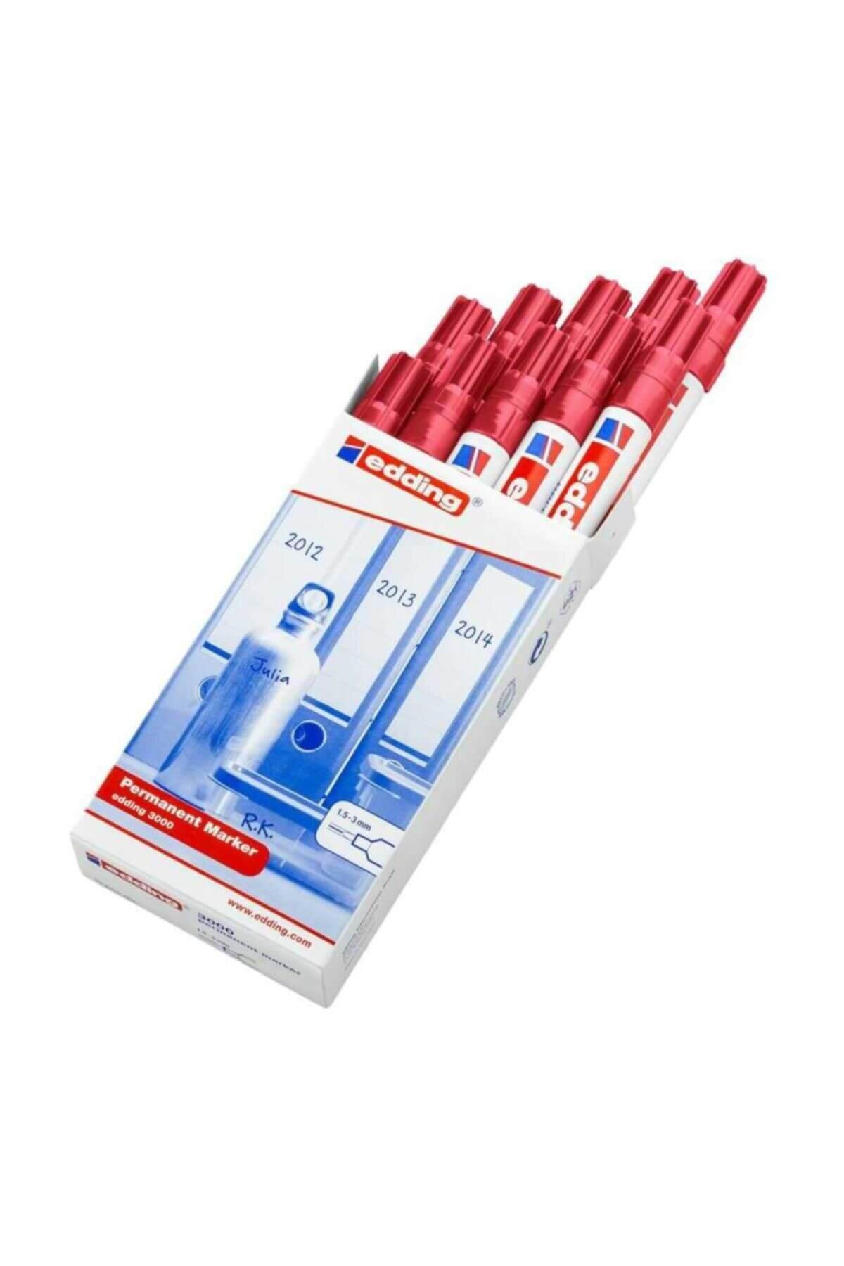 Edding Endüstriyel Markör Permanent Yuvarlak Uçlu 1.5-3 MM Kırmızı (10 Lu Paket)