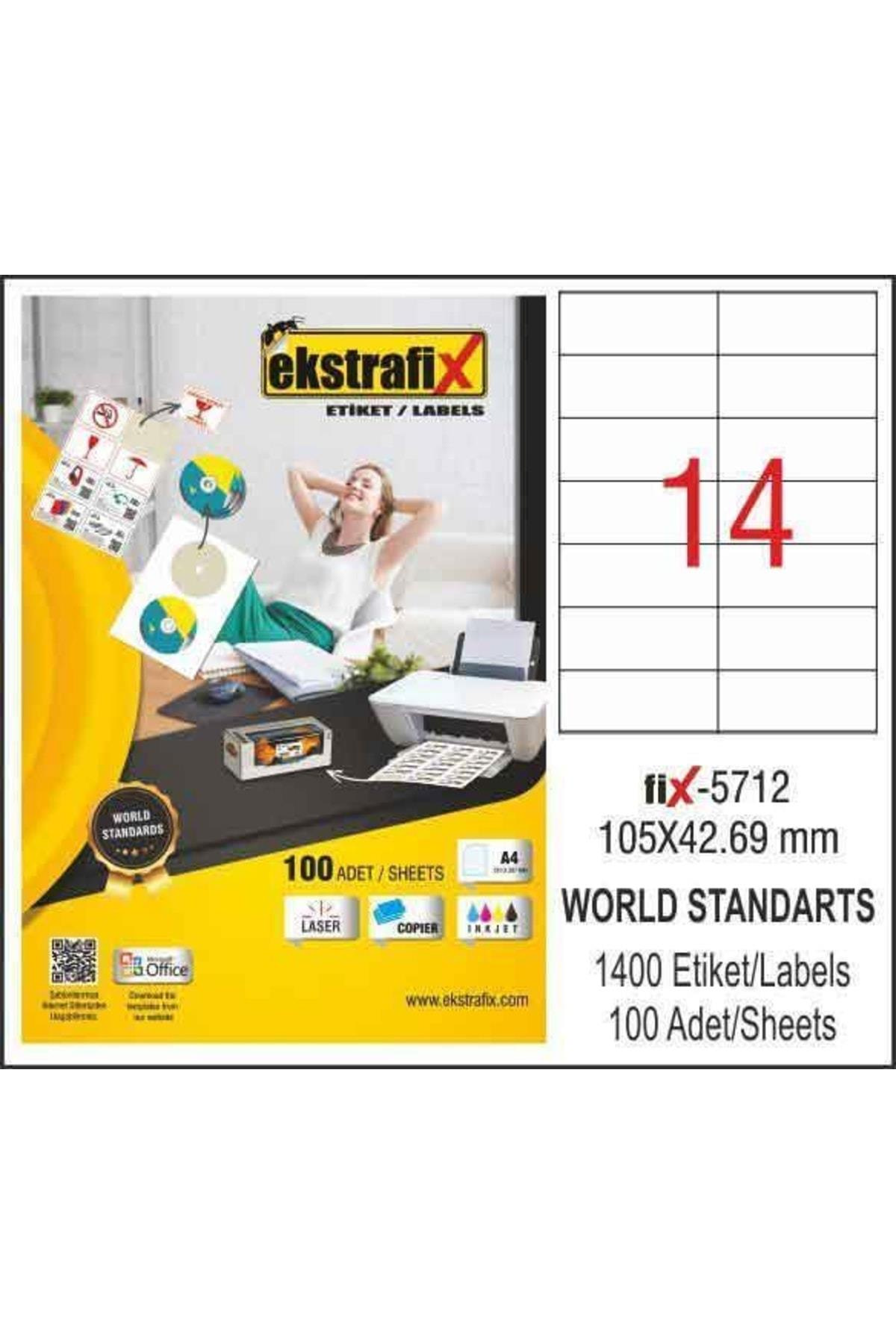 Ekstrafix Laser Etiket 100 Yaprak 105 x 42.69 mm Lazer Yazıcı Etiketi