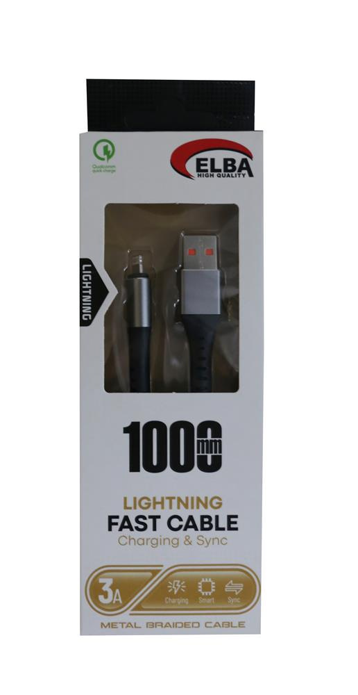 Elba 1 Metre iPhone Lightning 3A Hızlı Şarj Hasırlı Şarj Kablosu