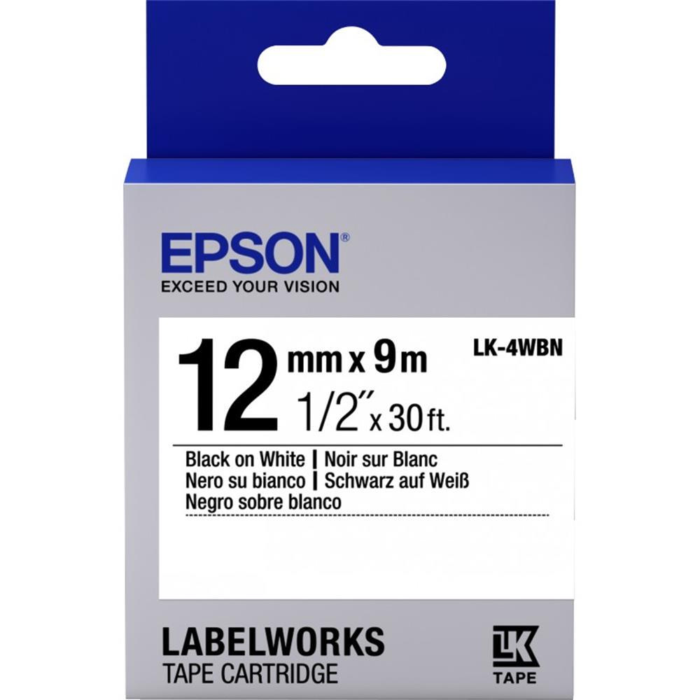 Epson LK-4WBN Standart BEYAZ Üzeri SİYAH 12 MM 9 Metre Etiket