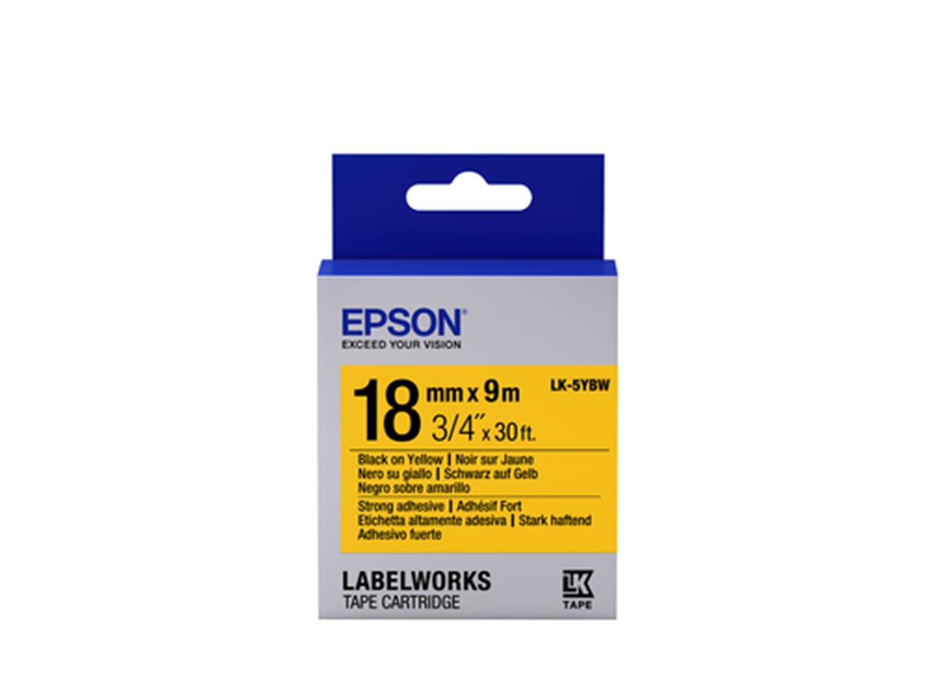 Epson LK-5YBW Strong Siyah Üzeri Sarı 18 MM 1,5 Metre Etiket