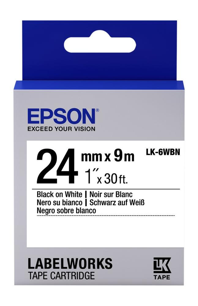 Epson LK-6WBN Standard Siyah Üzeri Beyaz 24 MM 9 Metre Etiket