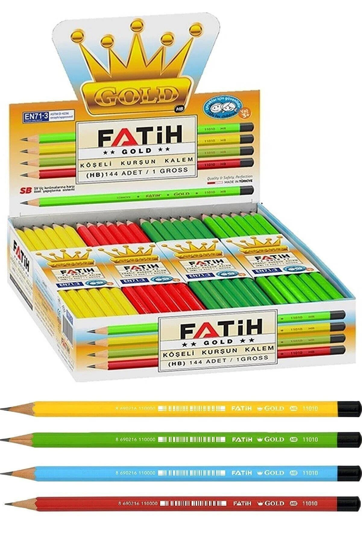 Fatih Mercanlı Gold Köşeli Kurşun Kalem (144 Lü Paket)