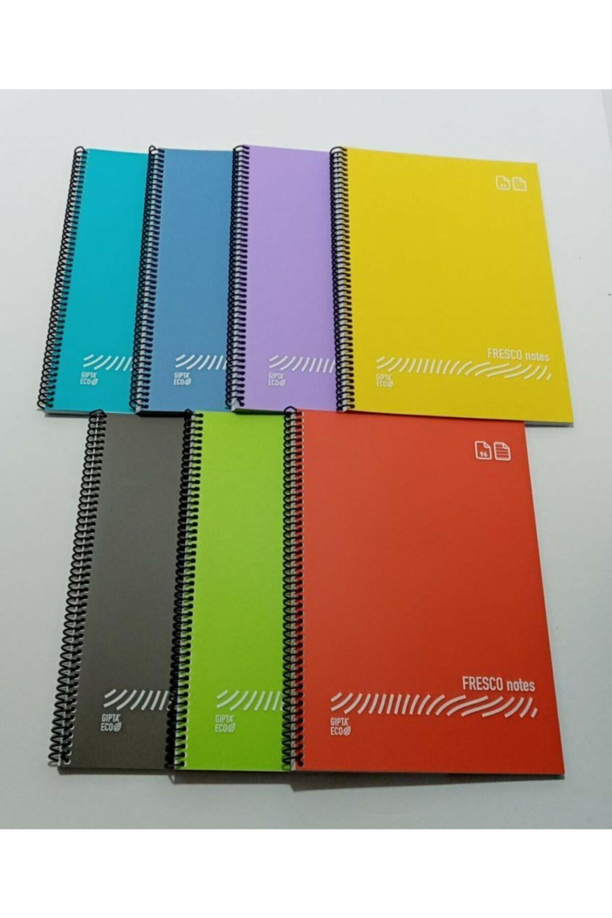 Gıpta Fresco A4 Spiralli Düz Plastik Defter 60 Yaprak Kareli 4931 (12 Li Paket)