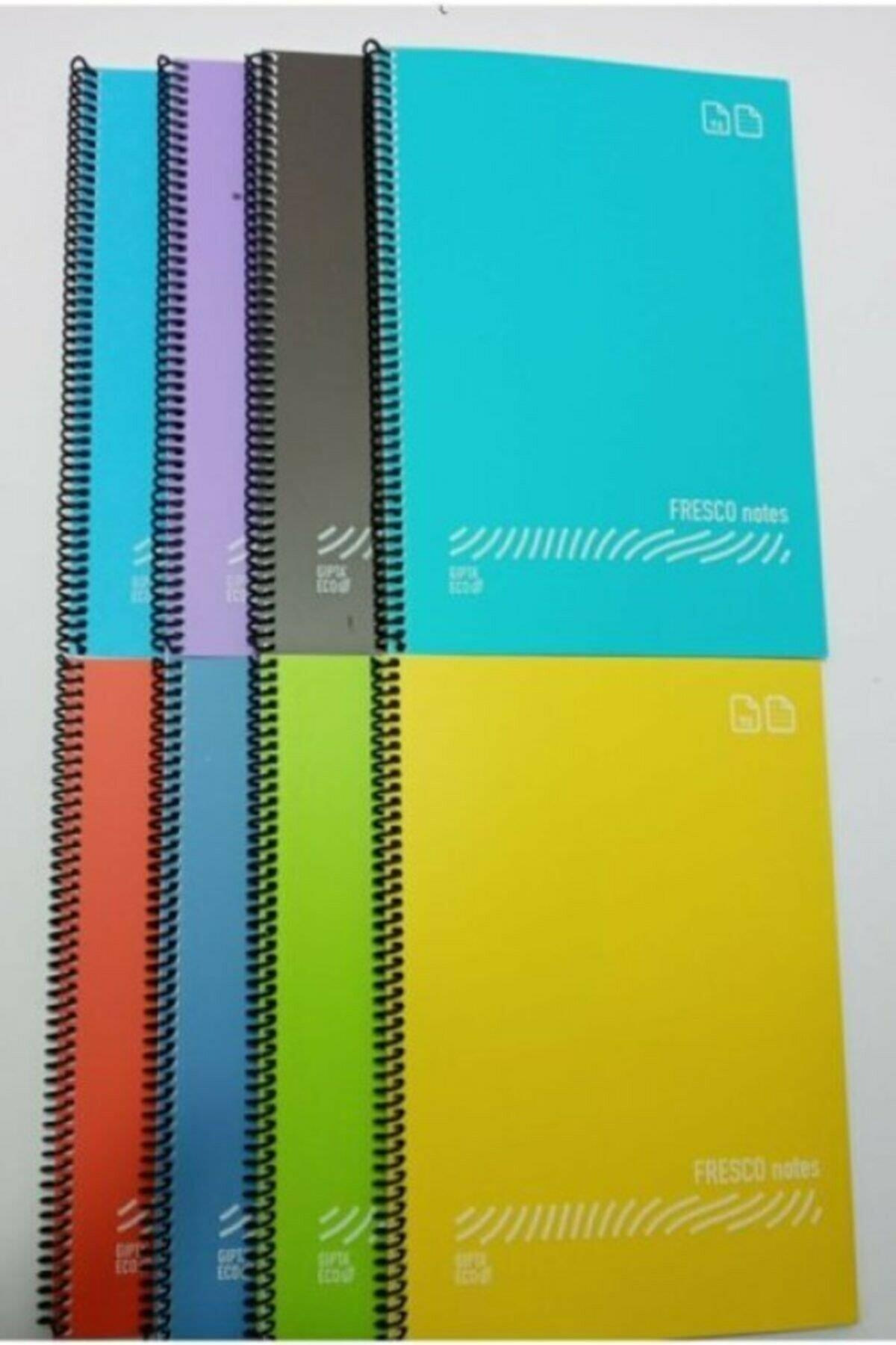 Gıpta Fresco Spiralli Plastik Pp Kapak Defter 80 Yaprak Kareli (12 Li Paket)