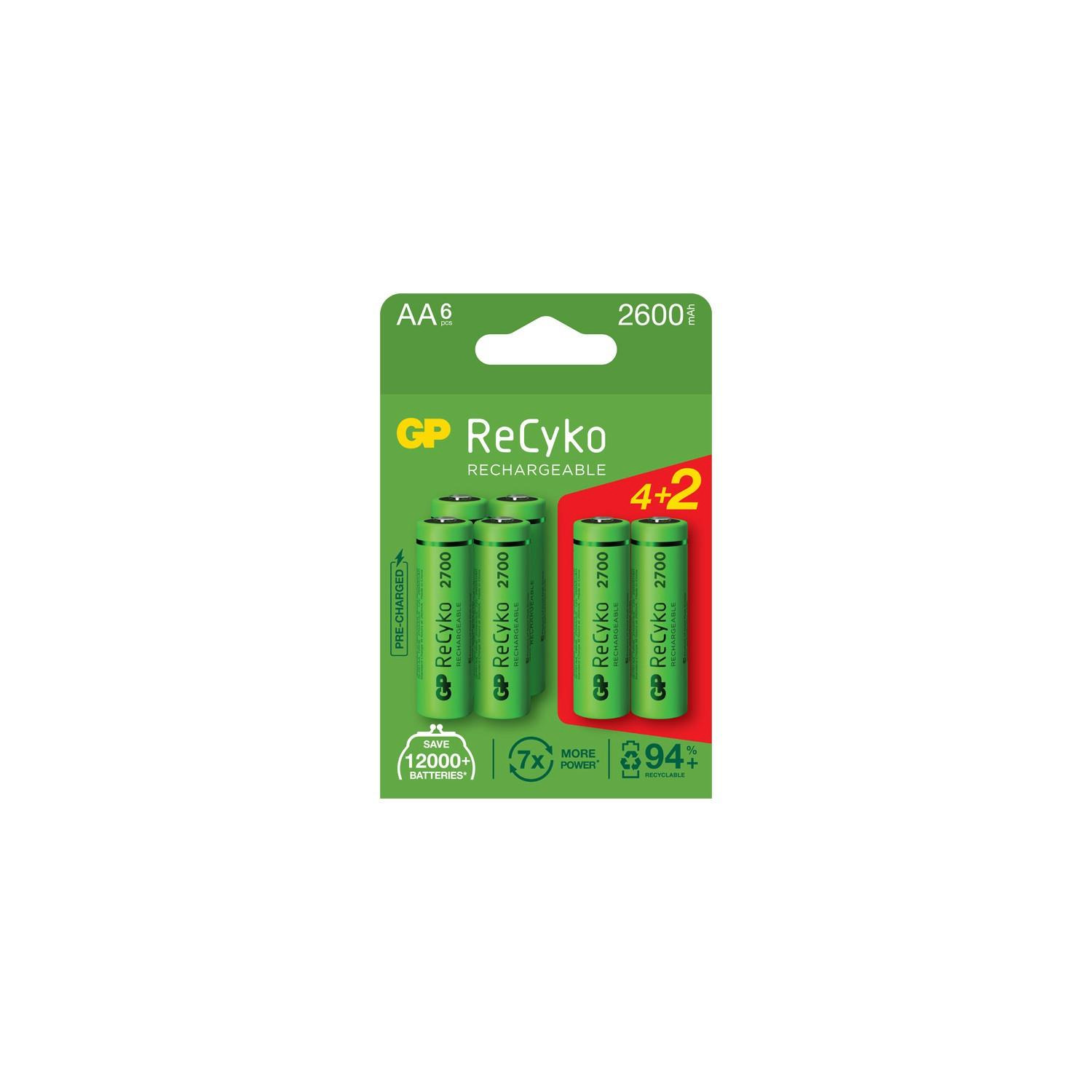 GP AA 2600 mAh Şarjlı Şarj Edilebilir Kalem Pil 4+2 Li Paket