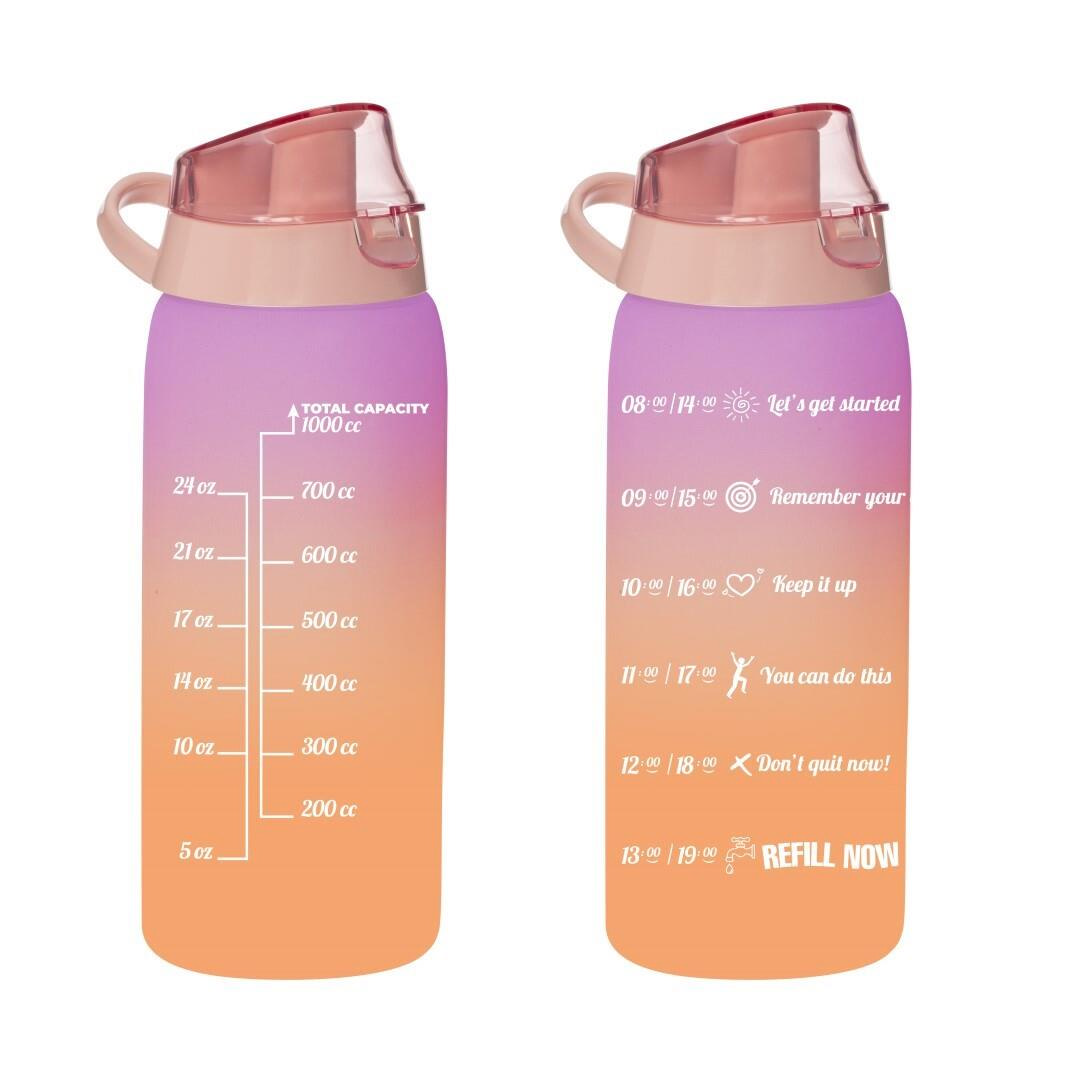 Herevin Matara Çift Renk Boyalı Ölçü Baskılı Yavru Ağzı 1 Litre Motivasyon Suluk