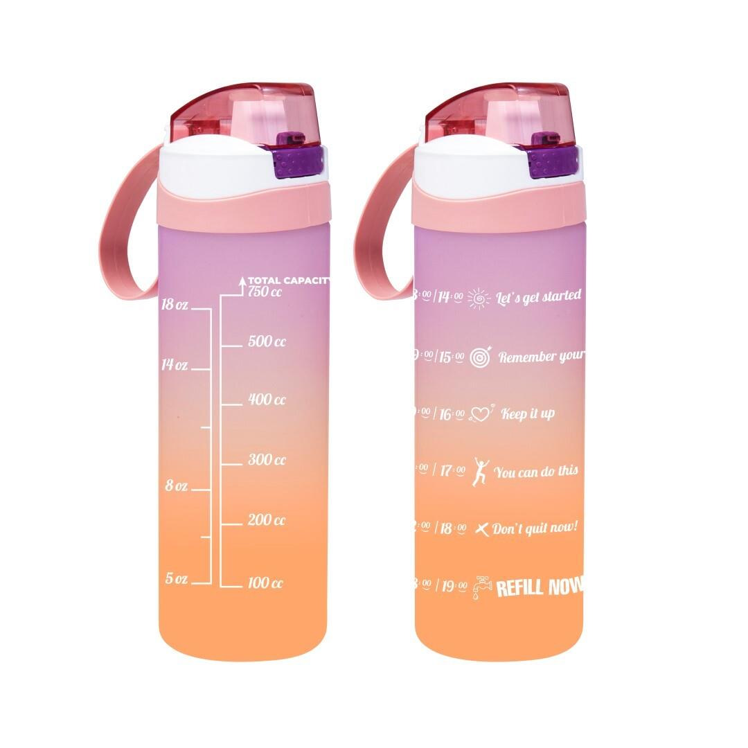Herevin Matara Çift Renk Boyalı Ölçü Baskılı Yavru Ağzı 750 ML Motivasyon Suluk