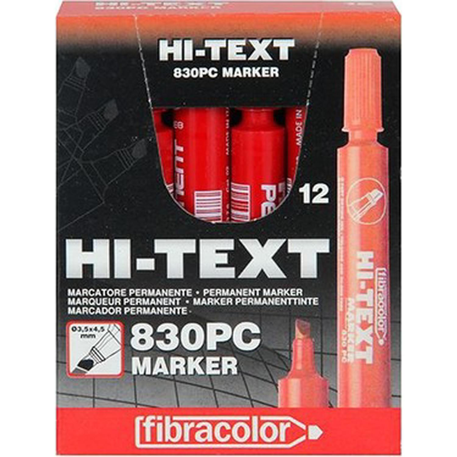 Hi-Text Markör Kesik Uçlu Kırmızı Koli Kalemi (12 Li Paket)