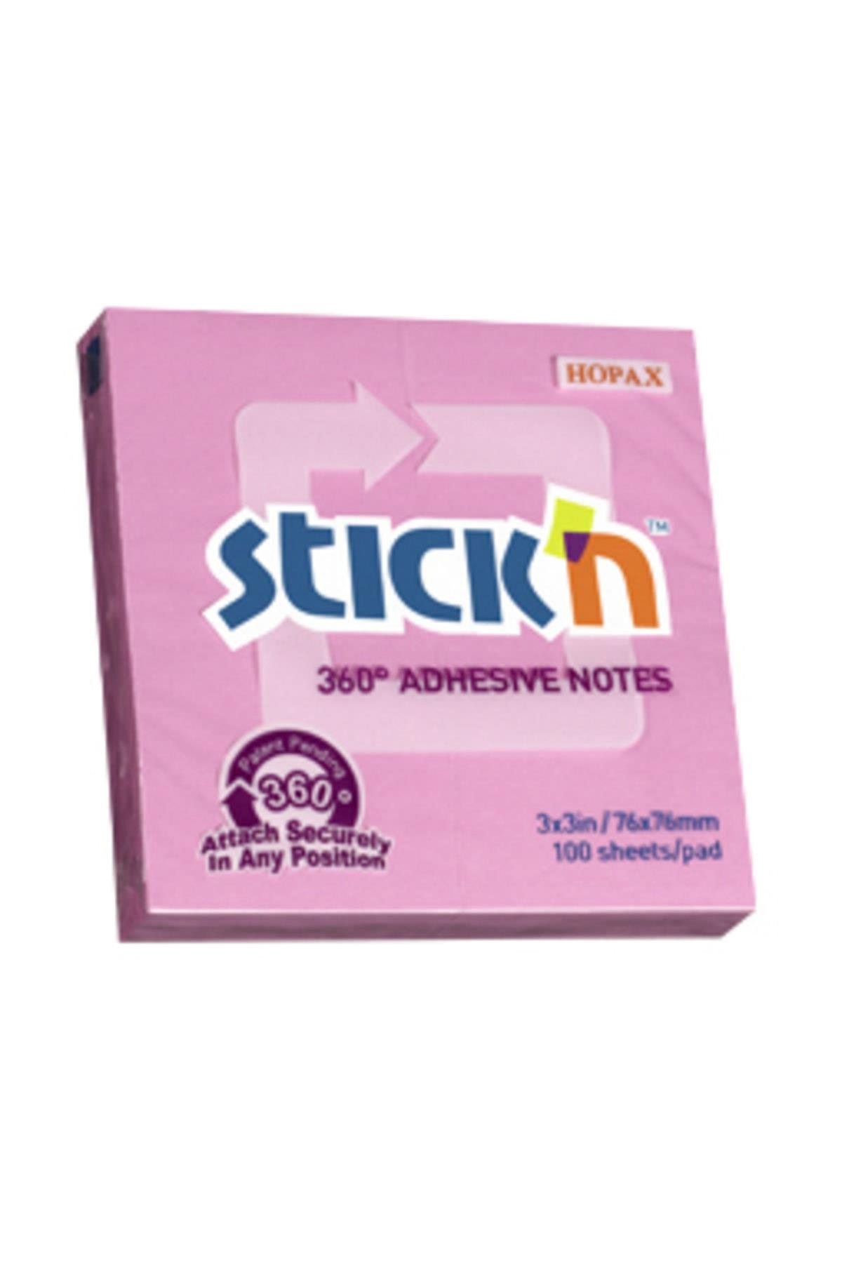 Hopax Stickn Yapışkanlı Not Kağıdı 76X76 Mm 360 Pembe 100 Yaprak 12 Li (1 Paket 12 Adet)