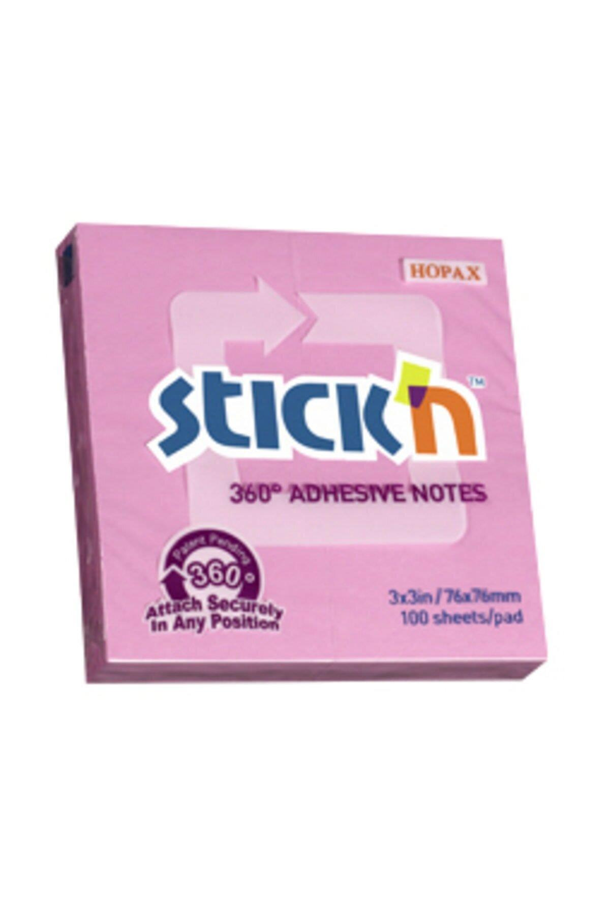 Hopax Stıckn Yapışkanlı Not Kağıdı 360° 100 Yaprak 76x76 Mm Pembe
