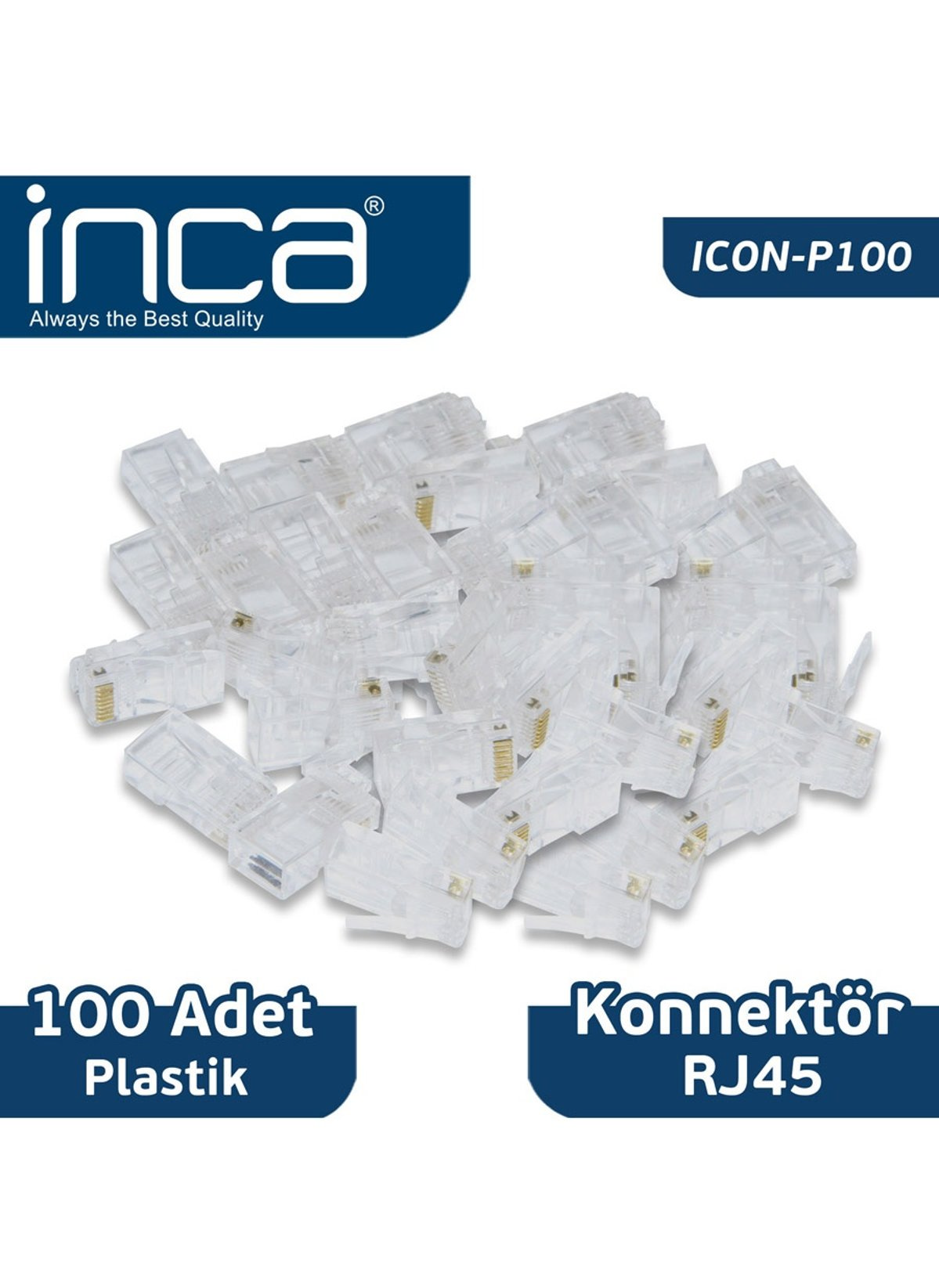 INCA Icon-p100 Cat6 Rj-45 Plastik 100 lü Konnektör