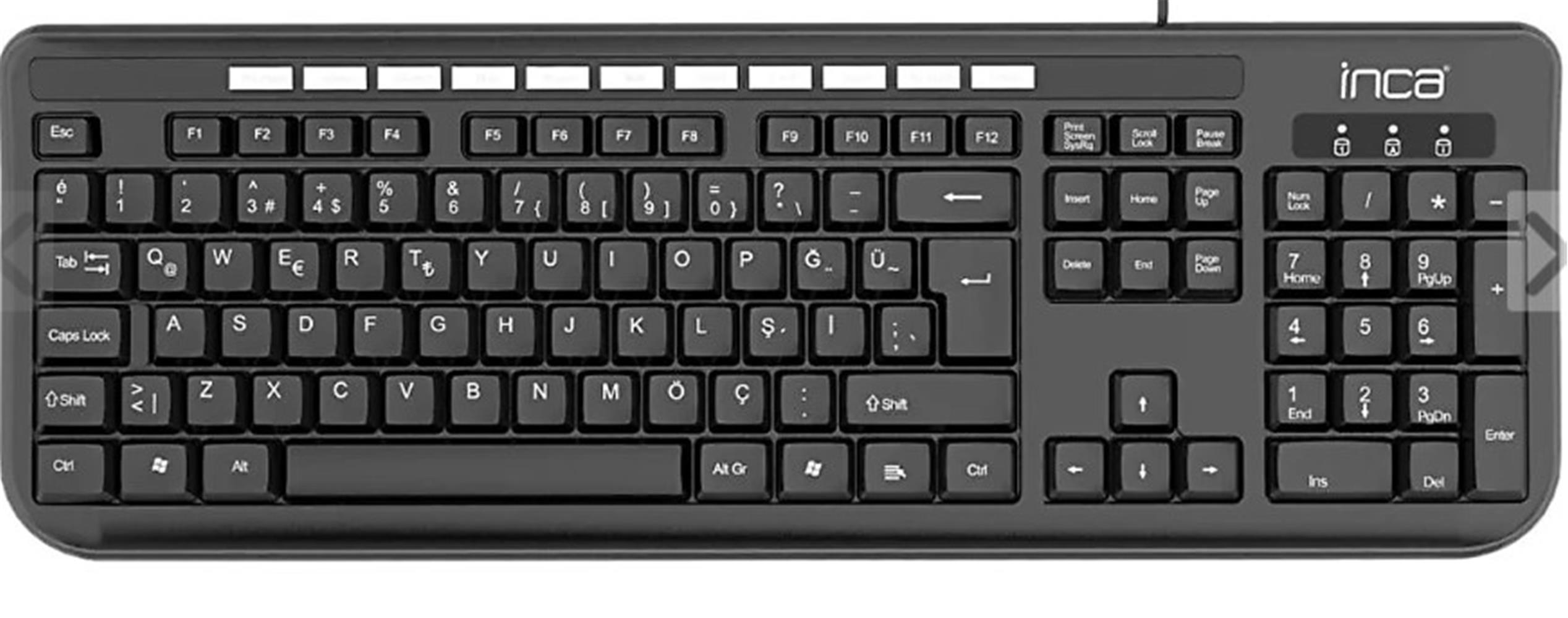 Inca IK-254QU Kablolu Q-USB Multimedya Black Laser Print Klavye (Kablo 1.5mt Uzunluk)