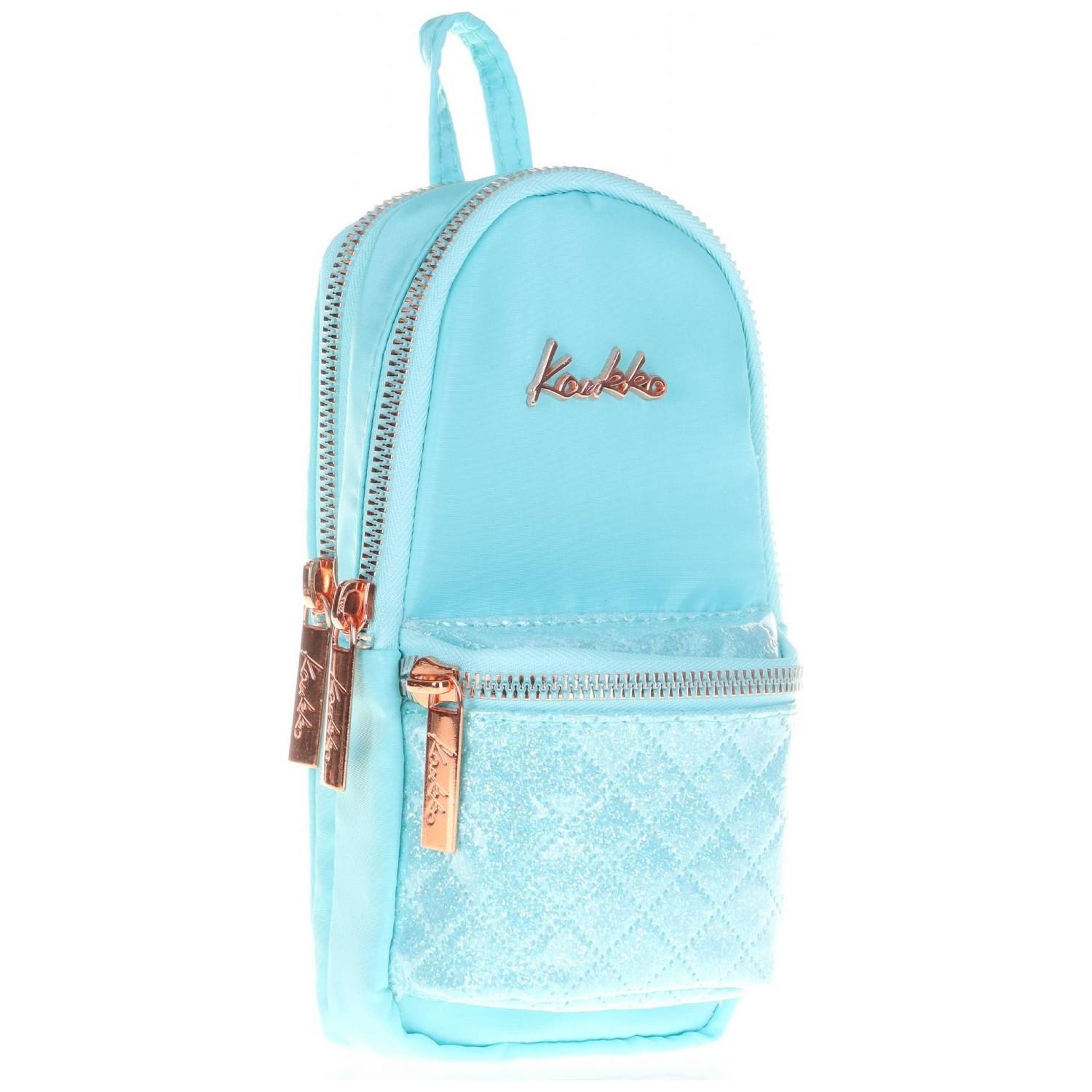 Kaukko Kalem Çantası Bright Junior Bag Kapitone-Turkuaz Üç Bölmeli Kalem Çantası