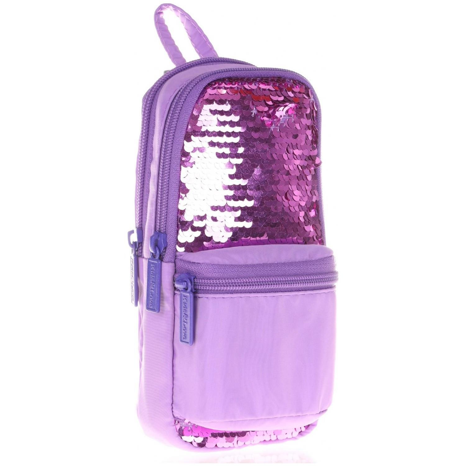 Kaukko Kalem Çantası Magıcal Junior Bag Pullu Lila Üç Bölmeli Kalemlik