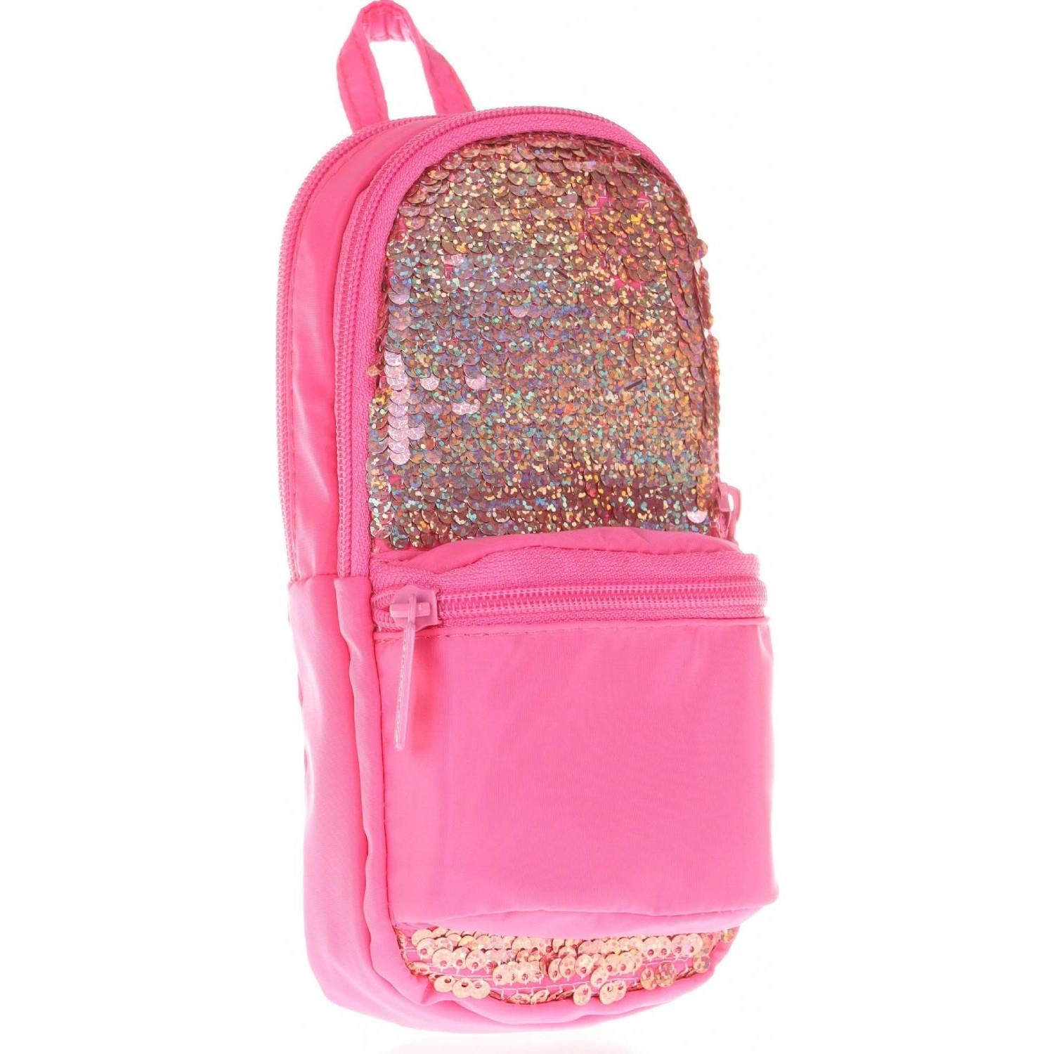 Kaukko Magical Kız Çocuk Pullu Pembe Üç Bölmeli Kalem Çantası Çanta Şekilli Kalemlik