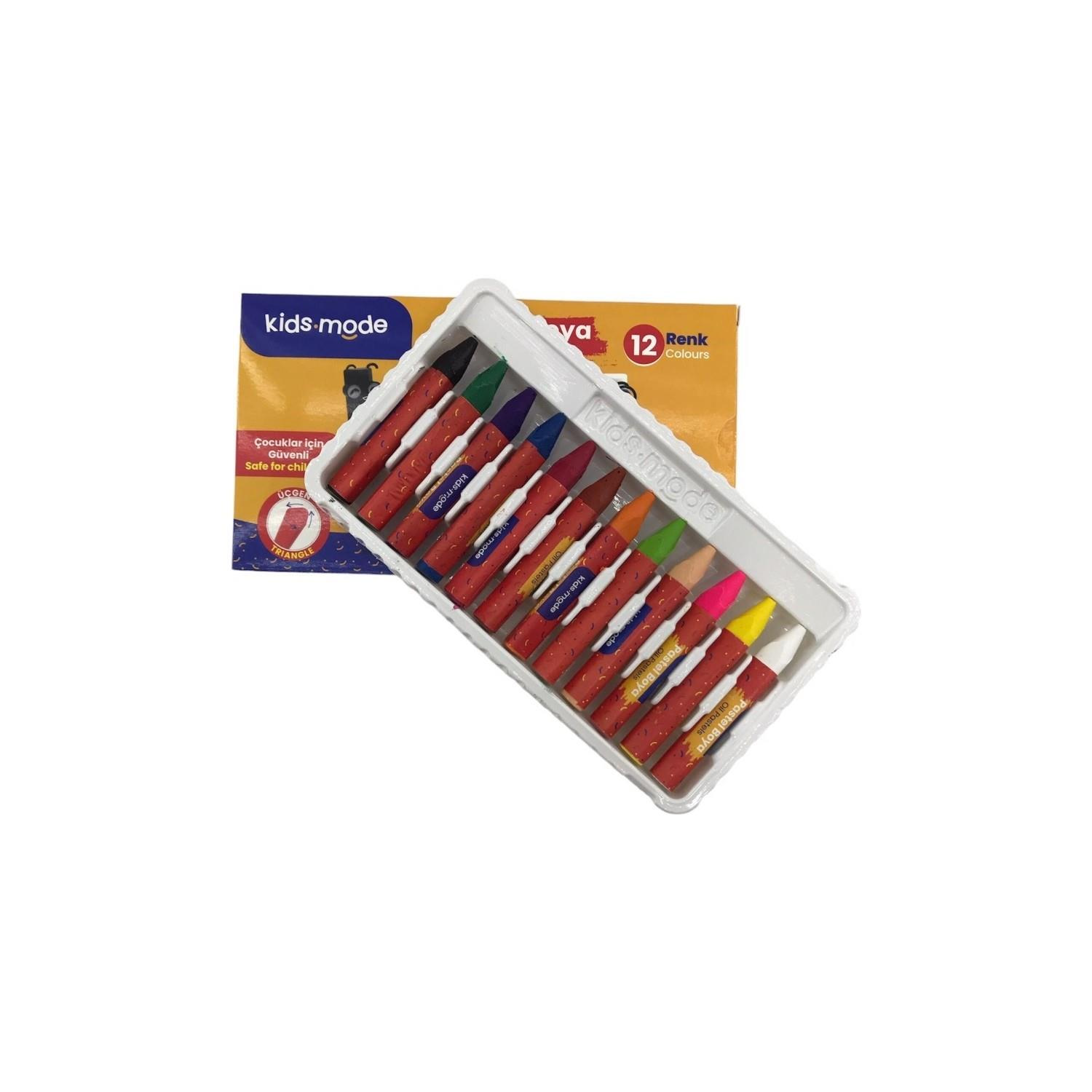 Kidsmode Yağlı Pastel Boya Altıgen 12 Renk Yağlı Pastel Boya