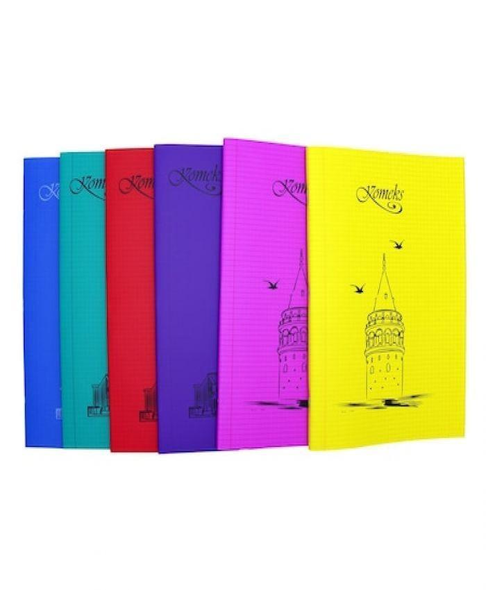 Komeks Dikişli Plastik Kapak 100 Yaprak Kareli A4 Haritametod (6 Lı Paket)
