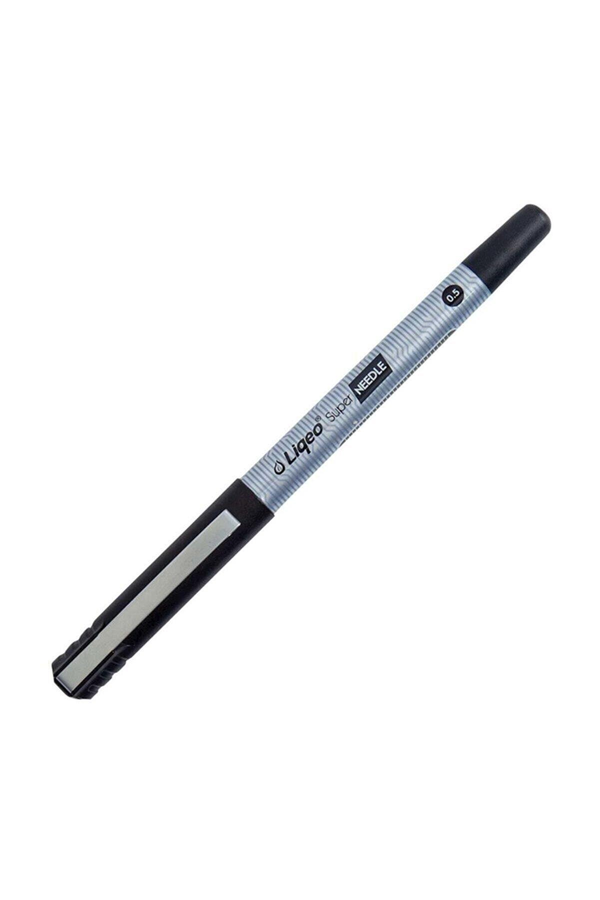 Liqeo Super Needle İğne Uçlu Roller Kalem Siyah 0.5 mm (12 Li Paket)
