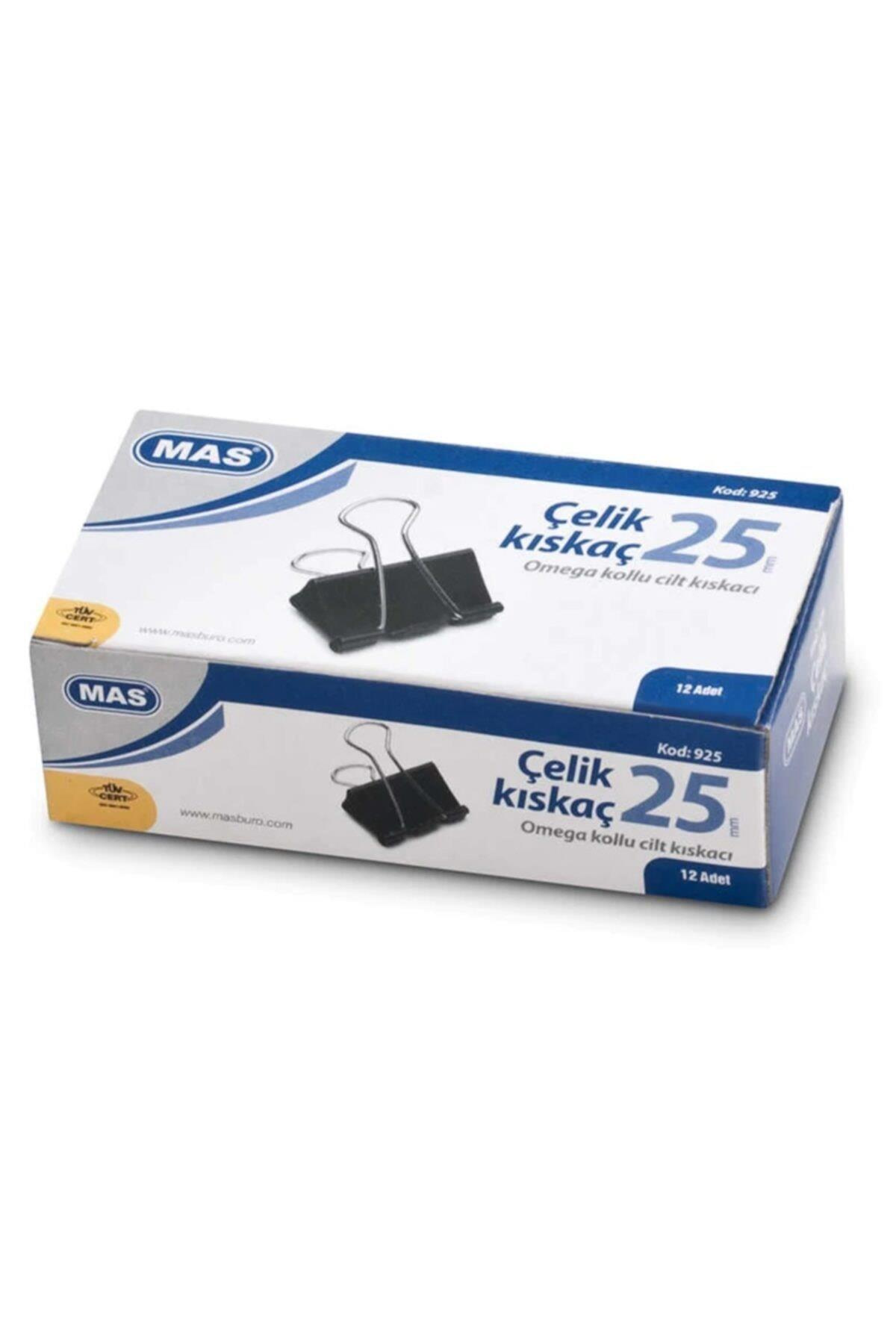 Mas 925 Omega Double Klips Çelik Kıskaç 25mm x 12 Li Kutu