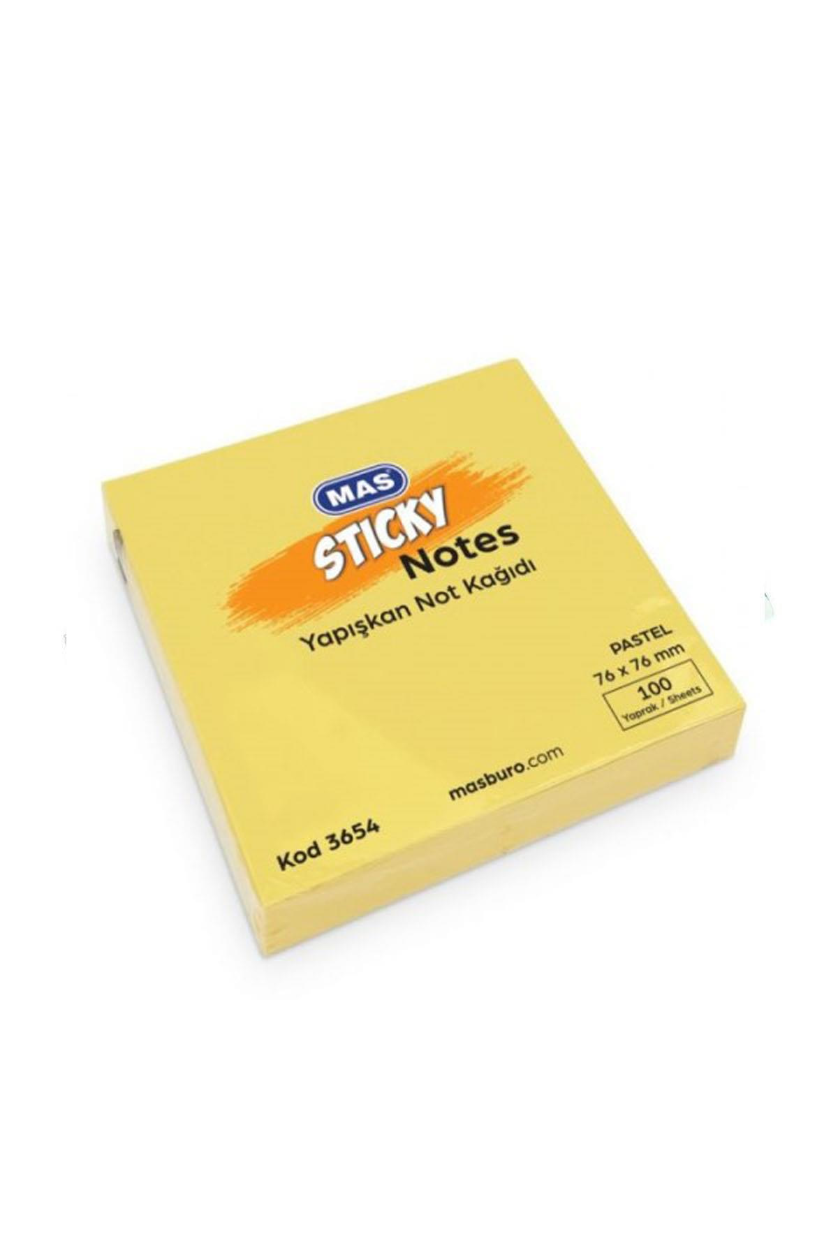 Mas Yapışkanlı Not Kağıdı 76x76 MM Pastel 100 Sayfa Sarı