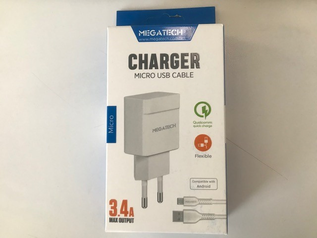 Megatech 3.4 Amper Micro Usb Kablo + Ev Şarj Adaptörü Hızlı Şarj