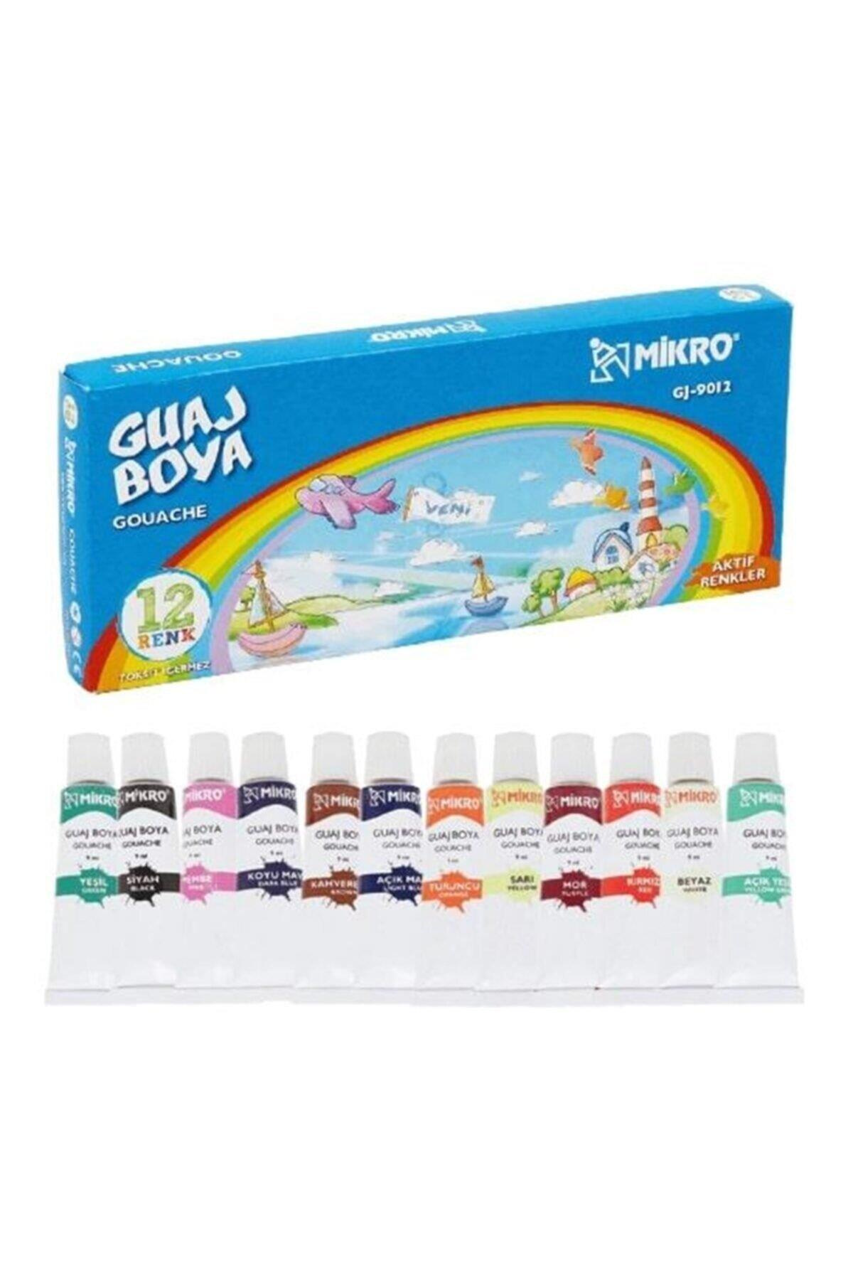 Mikro 12 Renk Tüplü Guaj Boya (12 x 9 mm)
