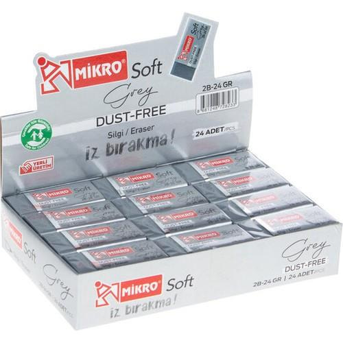 Mikro Silgi Soft Gri 2B 24 Adet Öğrenci Silgisi