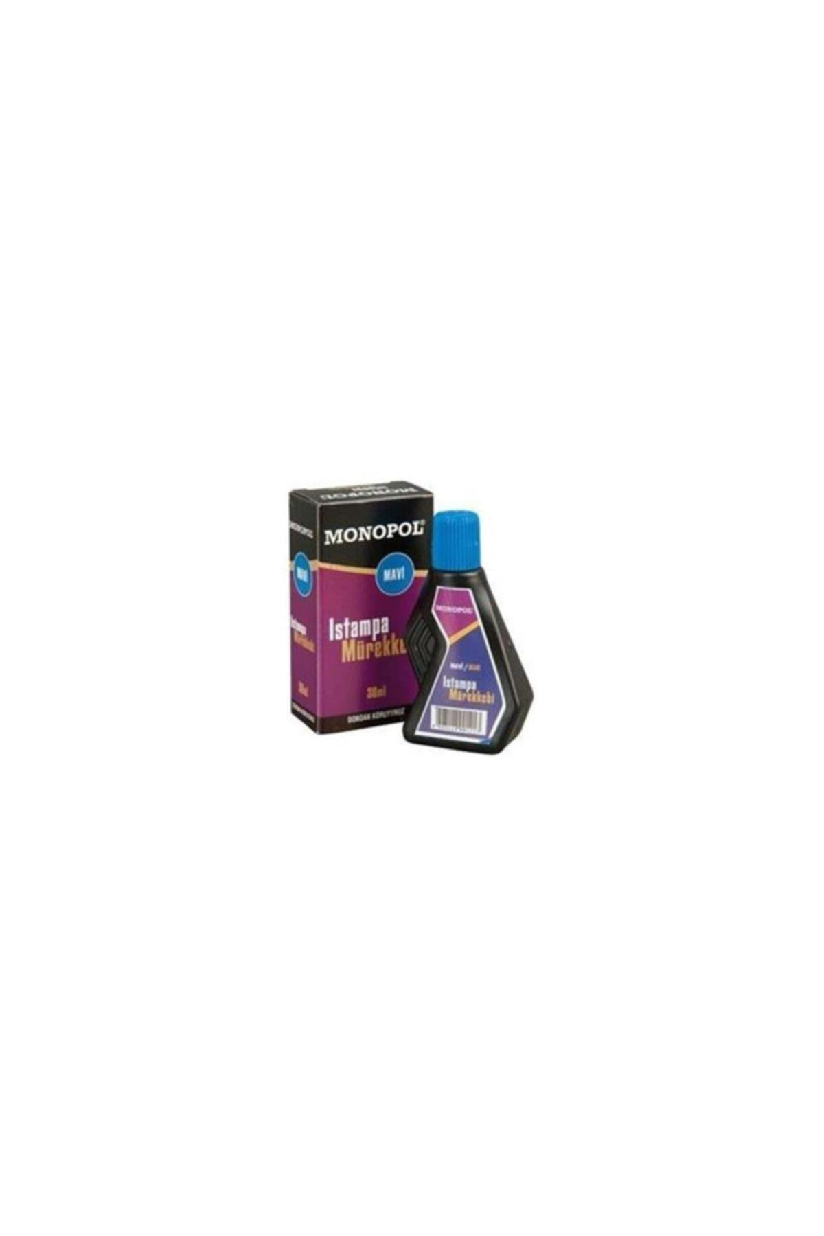 Monopol Istampa Mürekkebi 30 ML Mavi Stampa Mürekkebi (12 Li Paket)